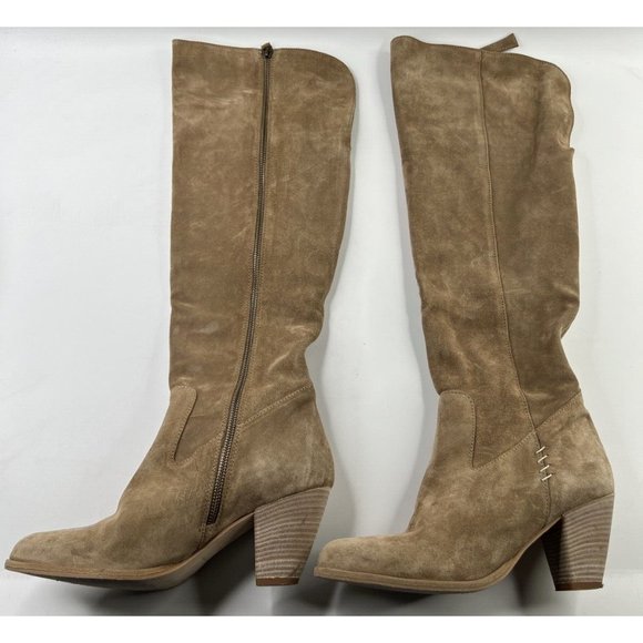 Garnet Hill Tall Boots Womens 10 Mila Brown Suede Leather Block Heel 18" Shaft - Picture 3 of 7